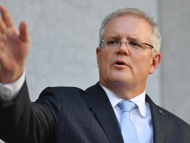 Prime Minister Scott Morrison announces the government's $130b wage subsidy package at a press conference at Parliament House in Canberra, Monday, March 30, 2020. (AAP Image/Mick Tsikas) NO ARCHIVING