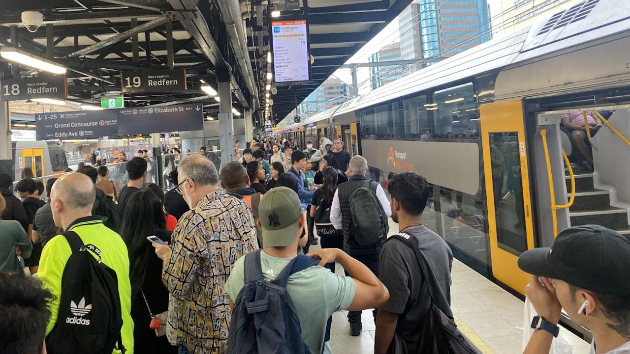 Crowds have gathered at Central station as a result of the train issues. Picture: NCA NewsWire