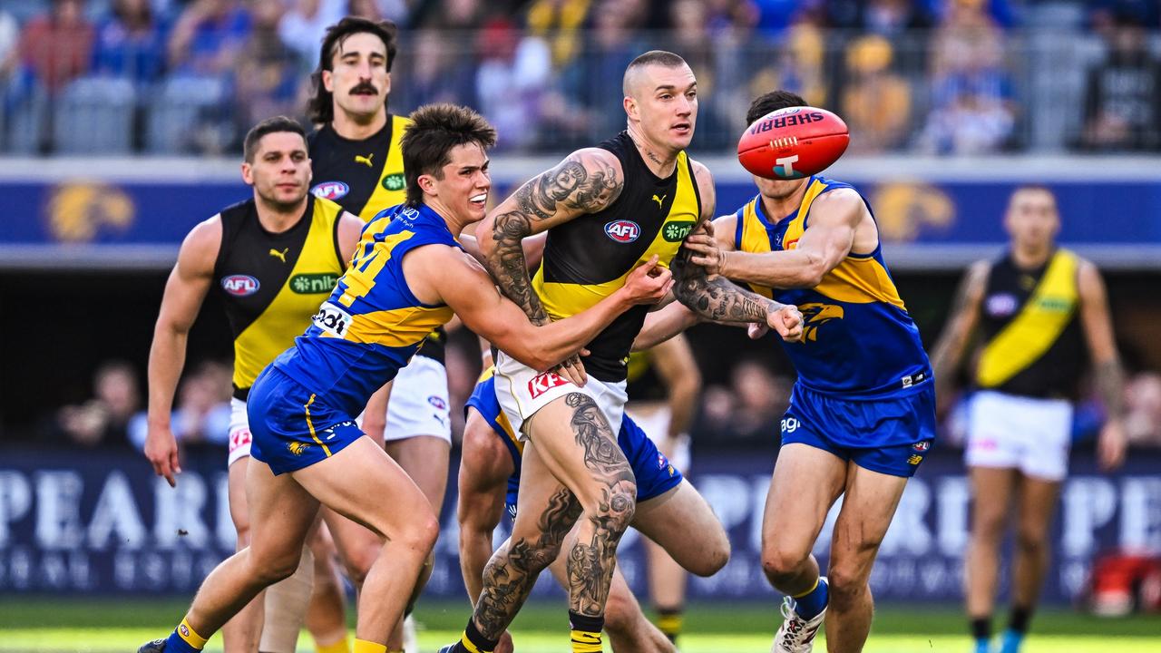 Dustin Martin and the Tigers were too strong for West Coast, but Dusty could face some MRO heat. Picture: Getty Images