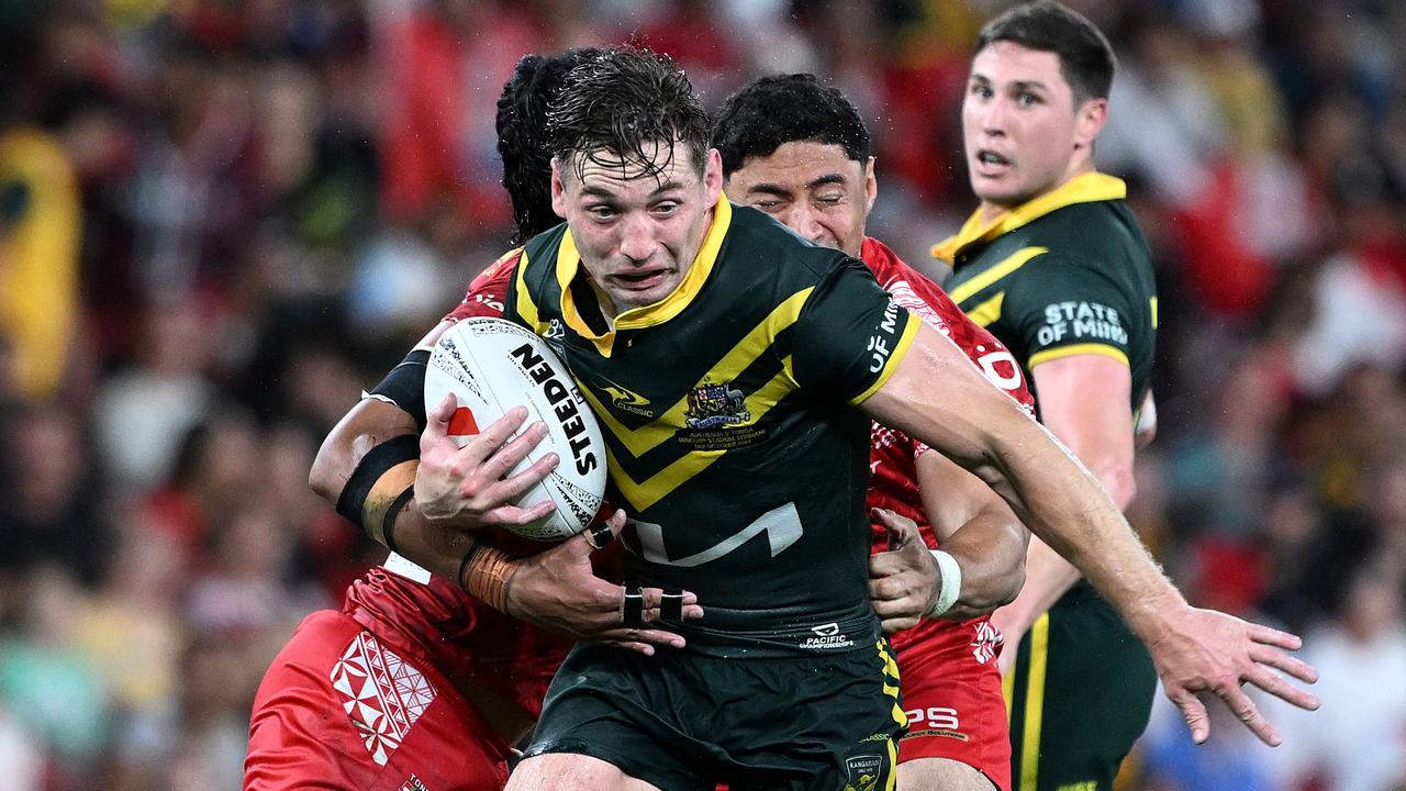 An injury while away with the Kangaroos has Cameron Murray in doubt for South Sydney’s first game of the season. Picture: Bradley Kanaris/Getty Images