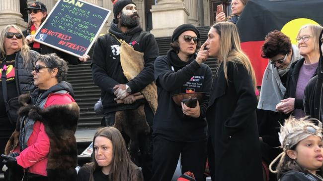 Hundreds of people rallied on the steps of Parliament House against the road safety upgrade.