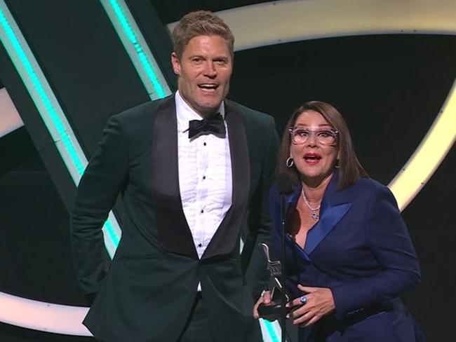 Dr Chris Brown and Julia Morris at the 2022 Logies. Picture: Channel 9