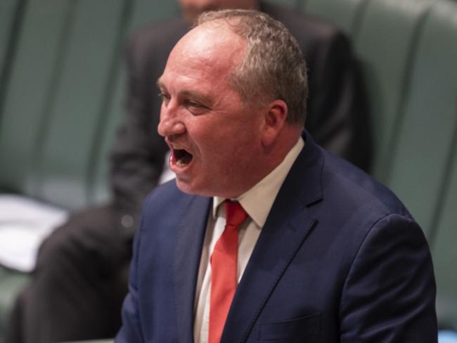 Barnaby Joyce took aim at Anthony Albanese during a fiery question time on Tuesday, his first since regaining the Nationals leadership. Picture: NCA NewsWire / Martin Ollman