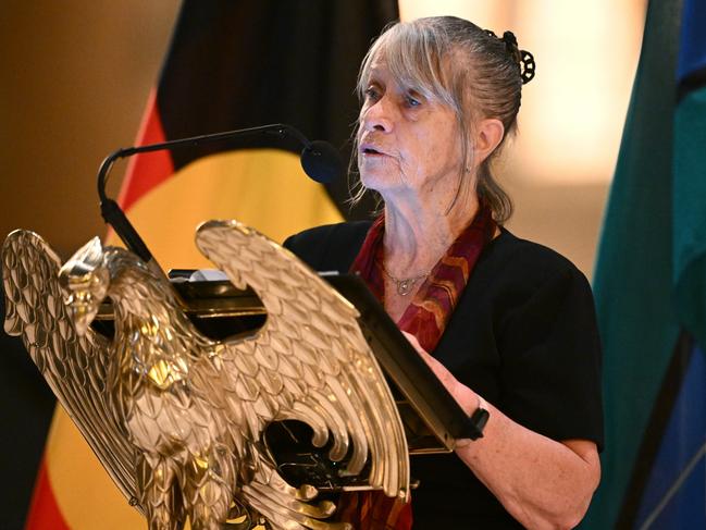 Sandra Papashalis delivers a family tribute. Picture: Joel Carrett/ NCA NewsWire