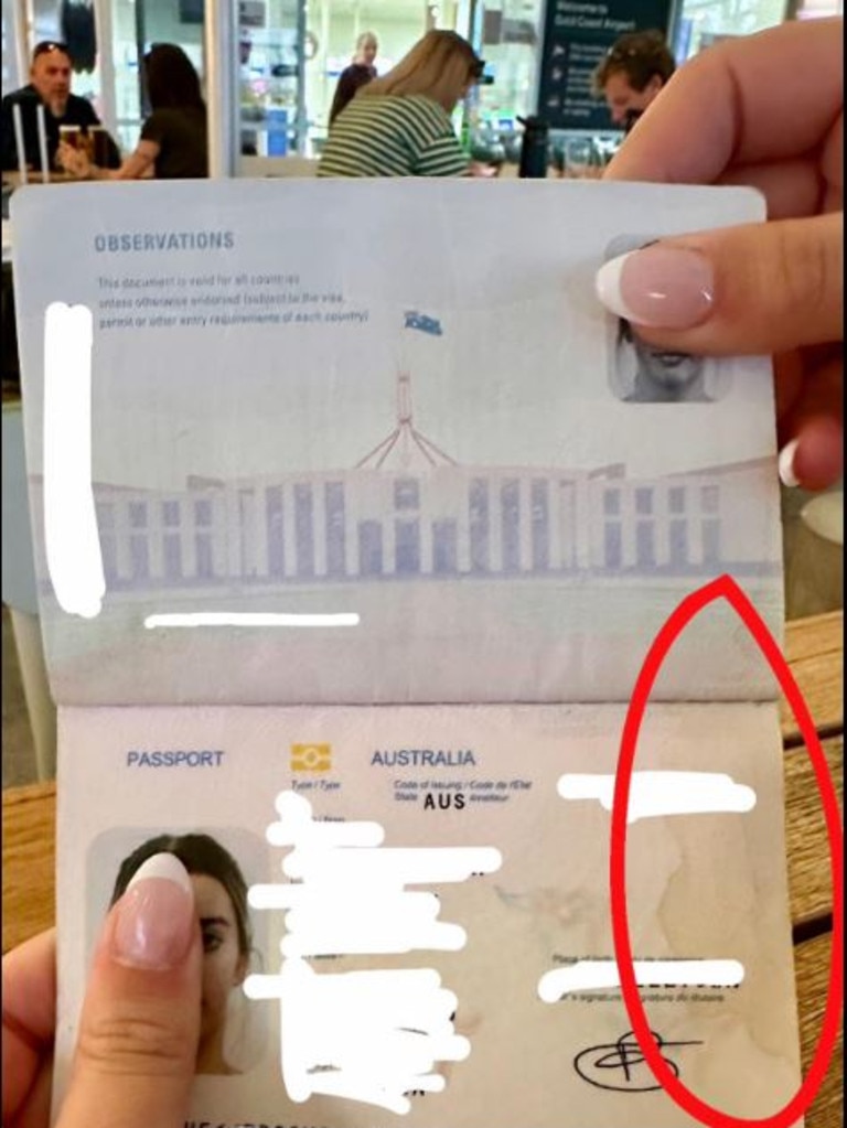 The passport had a small coffee stain on it, but was enough for airline Virgin Australia to cancel the passenger's flight.