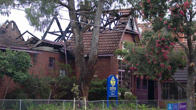 The fire gutted the school. Picture: Sarah Matray