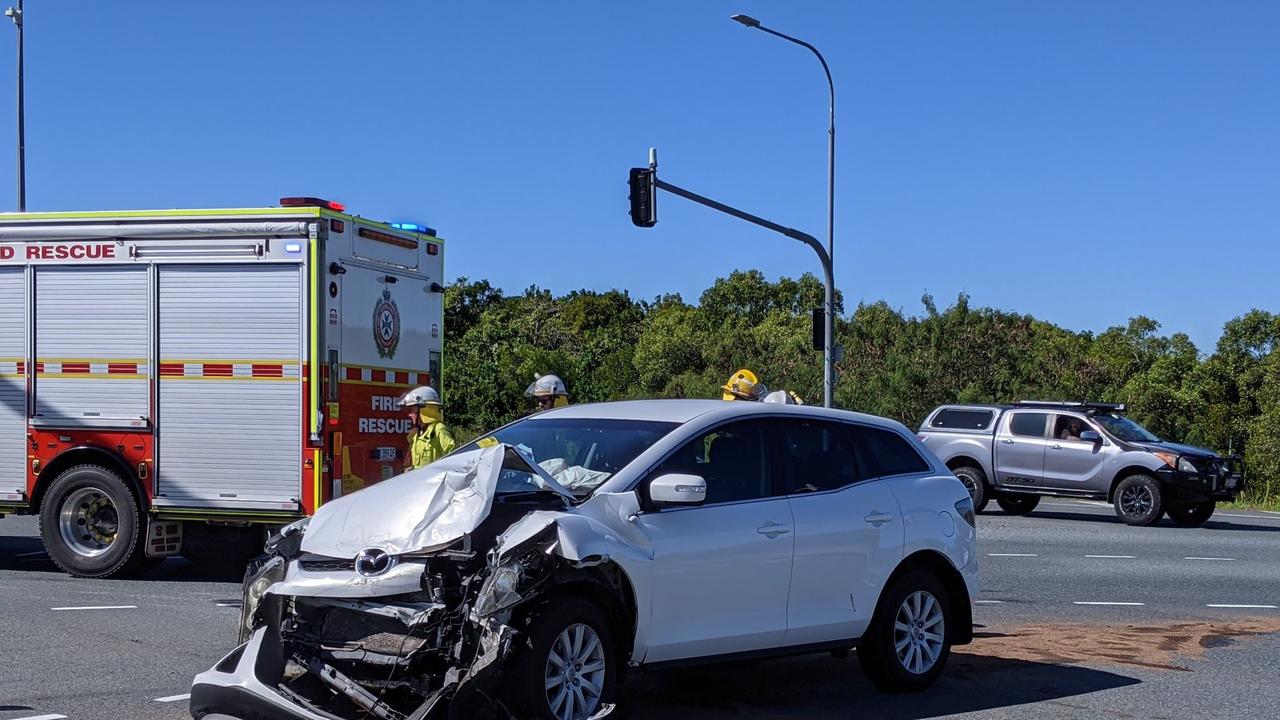 Two vehicles were severely damaged after a traffic crash on Sams Rd. Picture: Zoe Devenport and Christina Stiles