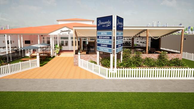 Dunwoody's Hotel in Cairns North is set for a $2.5m renovation, with new artist impressions showing the extent of the planned exterior work. Picture: Supplied