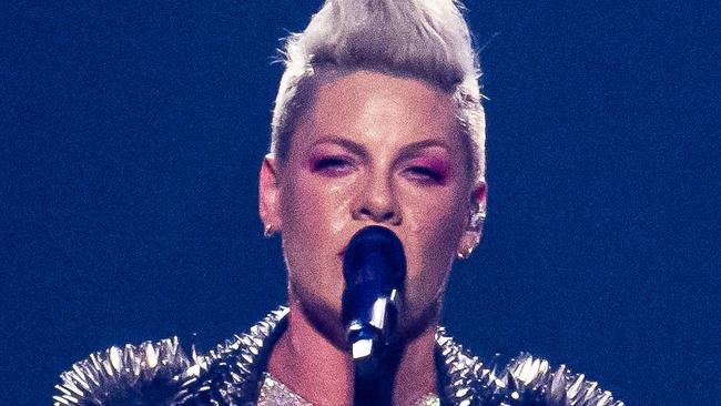 US singer Alecia Beth Moore Hart aka Pink (P!nk) performs on stage at the Paris La Defense Arena, in Nanterre, western Paris, on June 20, 2023. (Photo by Anna KURTH / AFP)