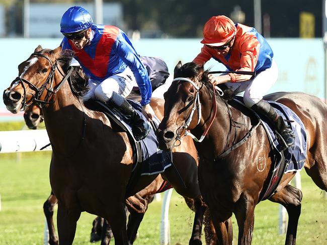 SYDNEY, AUSTRALIA - SEPTEMBER 16: Nash Rawiller riding Think It Over  wins Race 7 7 Stakes during "Sydney Surf To Turf Day" - Sydney Racing at Royal Randwick Racecourse on September 16, 2023 in Sydney, Australia. (Photo by Jeremy Ng/Getty Images)