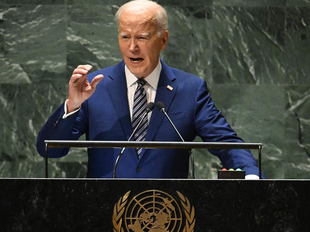 US President Joe Biden addresses the 78th United Nations General Assembly at UN headquarters in New York City on September 19, 2023. (Photo by TIMOTHY A. CLARY / AFP)