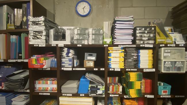 The Zephyr garage is stacked with and abundance of school supplies.