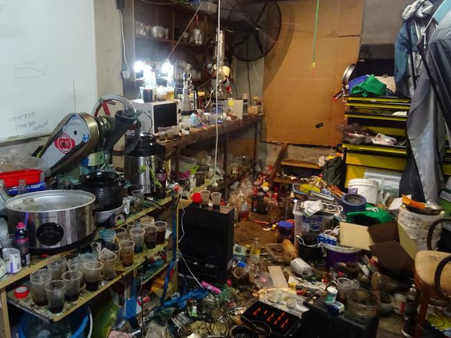 Inside the drug den at the man’s rented Picnic Point home. Picture: Supplied