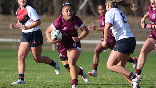 Queensland captain Evelyn Roberts in action at the ASSRL Under-15/16 National Championships in Port Macquarie. Picture: Heather Murry/ASSRL