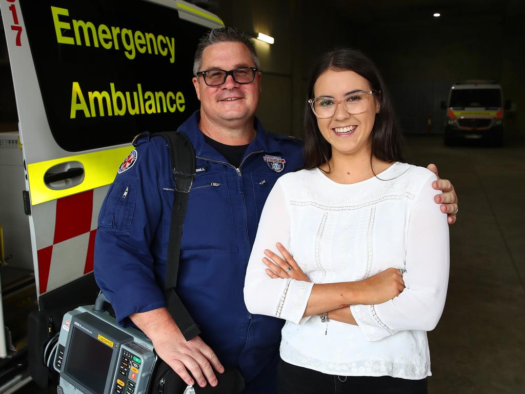 Intensive Care Paramedic Brian Parsell with Grace Jones. Picture: Toby Zerna