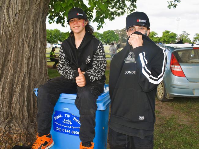 Attendees enjoying the 159th Sale Agricultural Show at the Sale Showgrounds on Friday, November 01, 2024: Will Young and Angus Speedie. Picture: Jack Colantuono