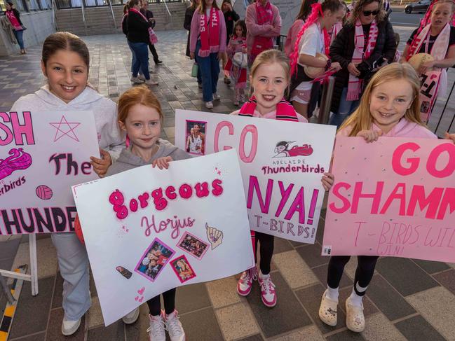 Fans at the Netball Grand Final Thunderbirds vs Vixens at the Entertainment Centre Picture: Ben Clark