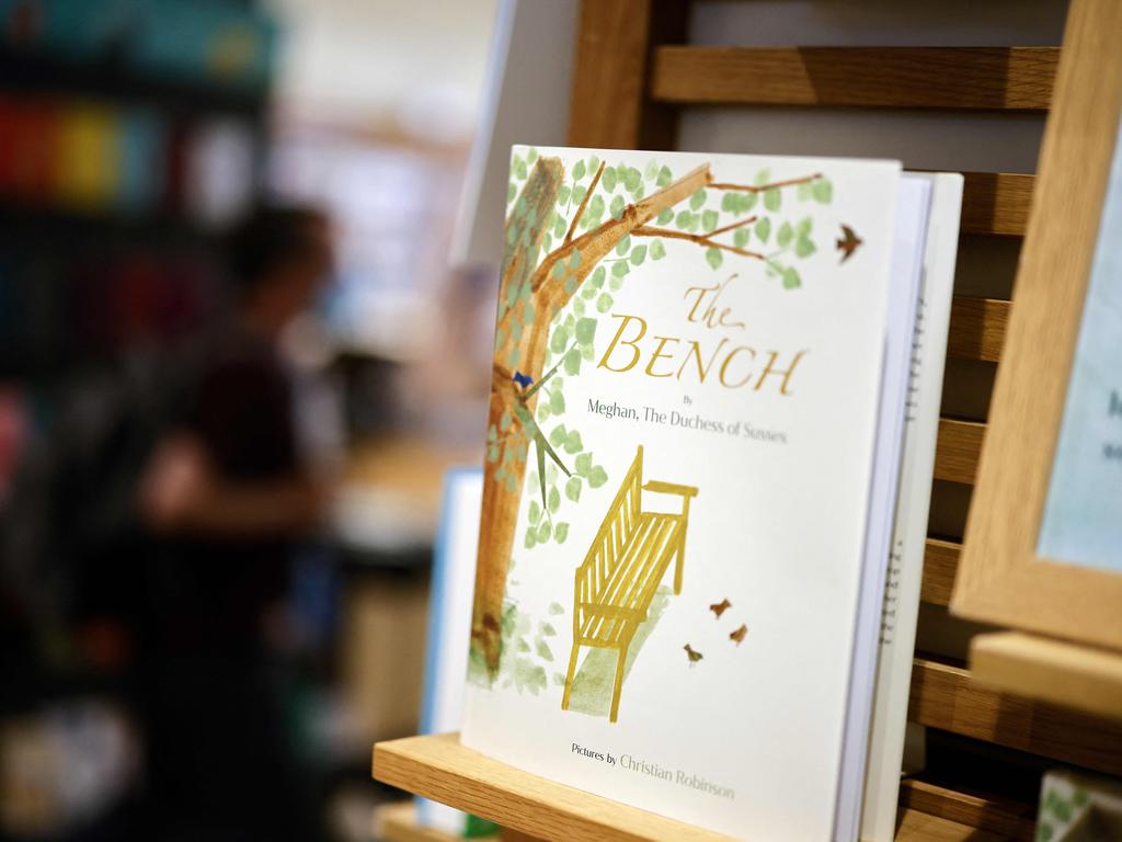 Children's book The Bench' by Meghan, Duchess of Sussex, which is inspired by her husband Harry and her son Archie, was released on June 8, 2021. Picture: Tolga Akmen / AFP.