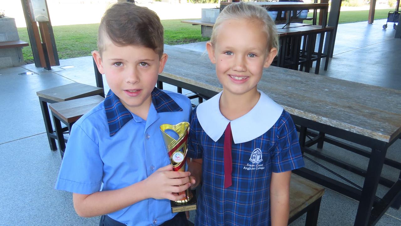 Rhiley Hawes and Clara Harms from the Fraser Coast Anglican College P-3 Choir. The school placed 3rd in their category at the Maryborough Eisteddfod.