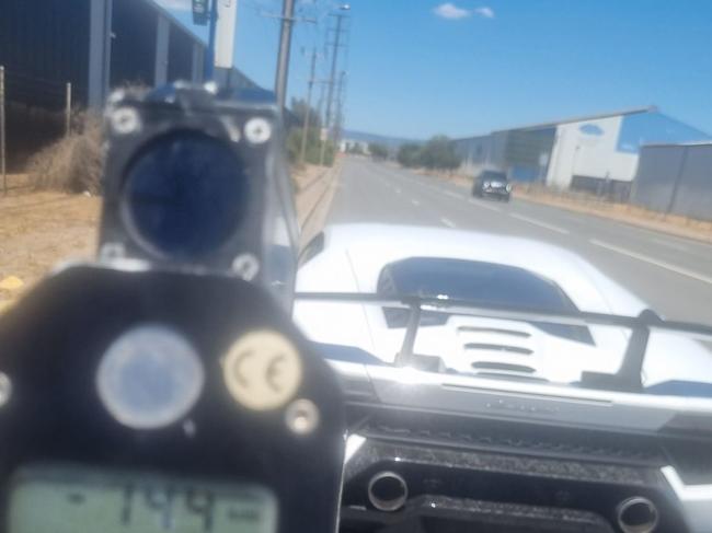 Poloce conducting speed detection duties on the Port River Expressway detected a Lamborghini travelling at 144km/h in a 90km/h zone. Picture: SA Police