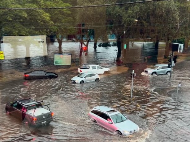 Roads awash near near Anzac Parade and Driver Avenue at Moore Park. Picture: Supplied