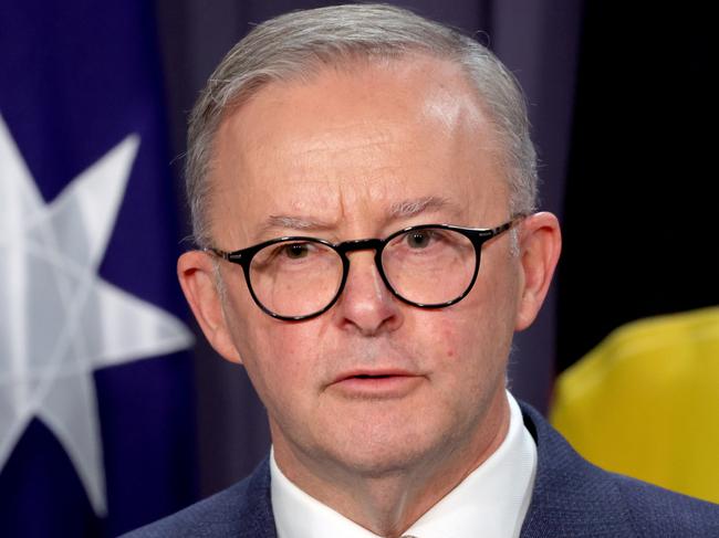 CANBERRA, AUSTRALIA - MAY 23: Prime Minister Anthony Albanese speaks during a press conference at Parliament House on May 23, 2022 in Canberra, Australia. Anthony Albanese was sworn in as Australia's 31st prime minister on Monday morning following his victory over Scott Morrison in the federal election on Saturday. (Photo by David Gray/Getty Images)