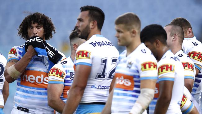 SYDNEY, AUSTRALIA - MARCH 31: Kevin Proctor of the Titans looks on during the round three NRL match between the South Sydney Rabbitohs and the Gold Coast Titans at ANZ Stadium on March 31, 2019 in Sydney, Australia. (Photo by Ryan Pierse/Getty Images)