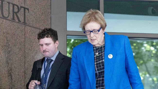 Detective Senior Constable Andrew Tucker and Prosecutor Debra Coombes leaving Melbourne Magistrates’ Court. Picture: NewsWire /David Geraghty