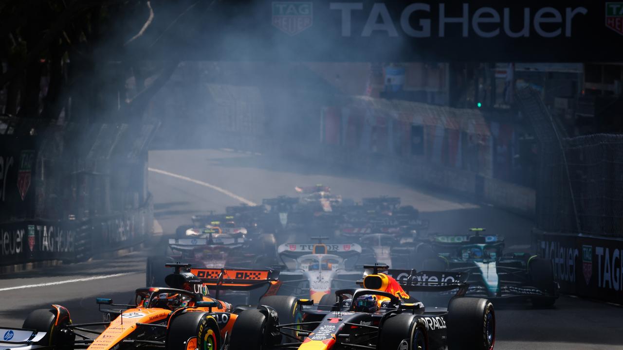 Oscar Piastri held off Max Verstappen at the start to retain third place