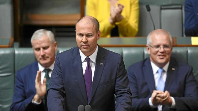 HIS FIRST: Australian Federal Treasurer Josh Frydenberg delivers the 2019-20 Federal Budget. Picture: LUKAS COCH