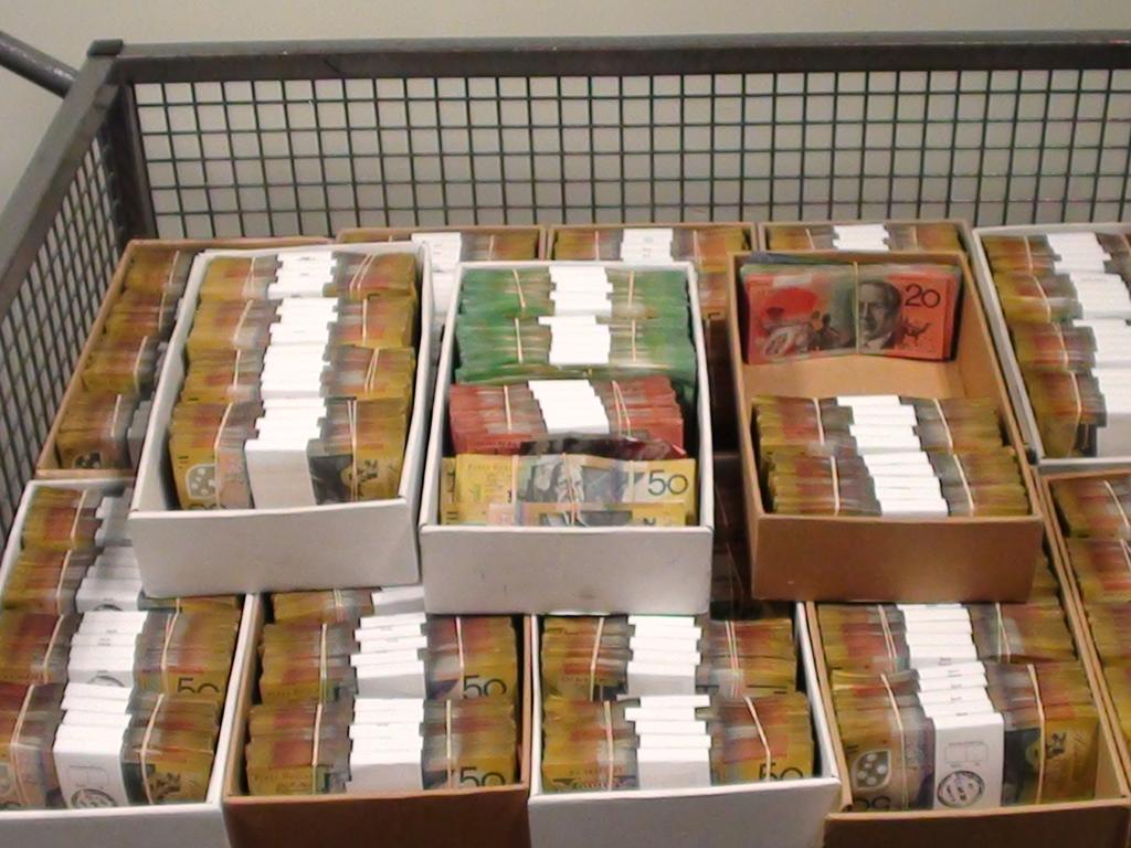 Seized cash found in a steel beam. Picture: Australian Federal Police