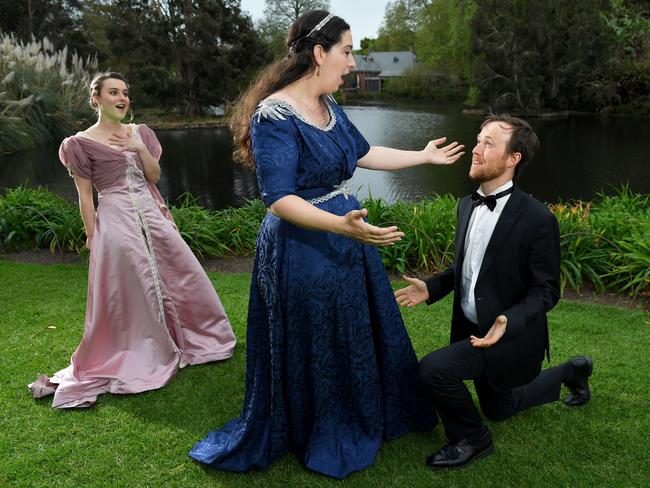 Co-Opera singers Katrina Mackenzie, Victoria Coxhill and Kim Worley will perform Handel's classic Acis and Galatea at Adelaide Botanic Garden. Picture: Mark Brake