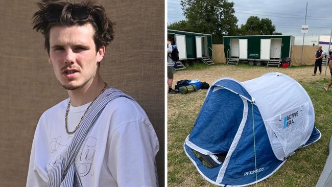 Cruz Beckham's humble Glastonbury tent set-up.