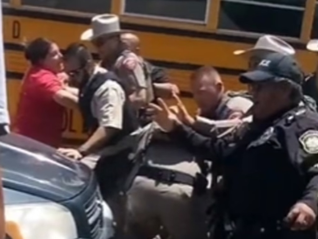 Desperate parents held back from the school by police during Salvador Ramos massacre. Picture: Supplied