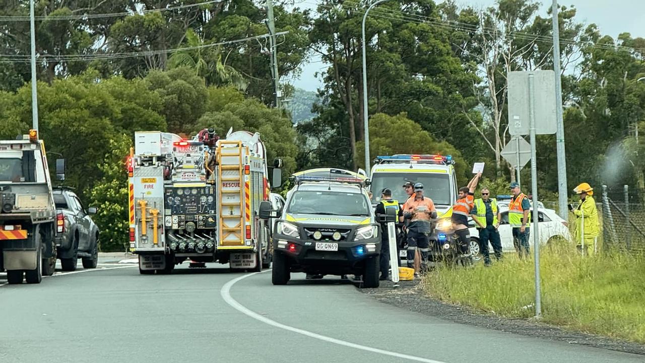 The crash occurred along the Bruce Highway off ramp leading to Frizzo Connection Rd. Picture: Facebook