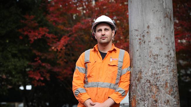 Adam Wilson, 25, is working on the Metro project at Crows Nest as an electrotechnician after a four-year apprenticeship for First Nations students through the National Electrical and Communications Association. Picture: John Feder