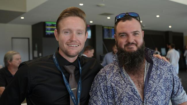 Bedros Garske and Fletcher McElwee ready for a big day at Darwin Turf Club. Picture: (A)manda Parkinson