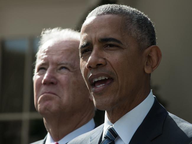 Barack Obama is pressuring behind the scenes that Joe Biden’s chance to defeat Trump is “diminished”. Picture: AFP