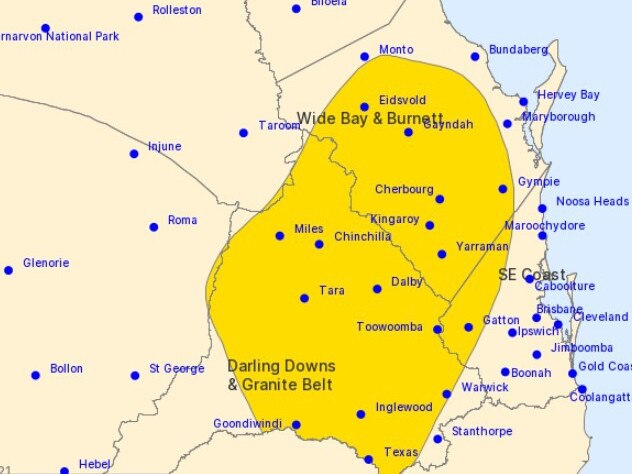 A severe thunderstorm warning has been issued by the weather bureau for parts of the southeast.