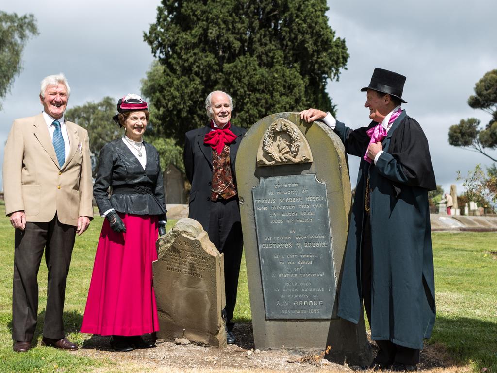 Players Colin Mockett, Shirley Power, Bryan Eaton and Barry Eeles help recreate the lives of some people buried in Geelong Cemetery. Picture: Supplied