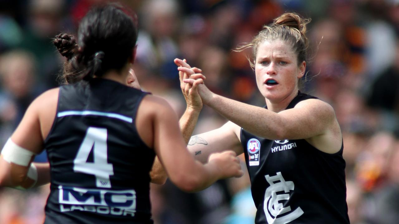 Brianna Davey in action for Carlton in last season’s AFLW grand final.