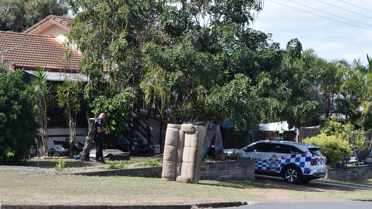 Police at the Brisbane St, Barney Point, property on August 4. Picture: Dacia Stewart