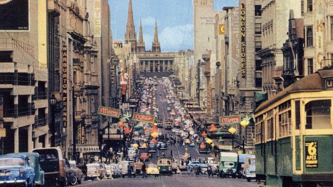 Bourke St, Melbourne, c 1970. Picture: Apic/Getty Images