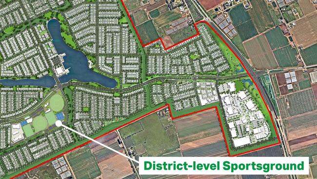 A map showing how Riverlea would spread around the proposed sportsground. Picture: City of Playford,