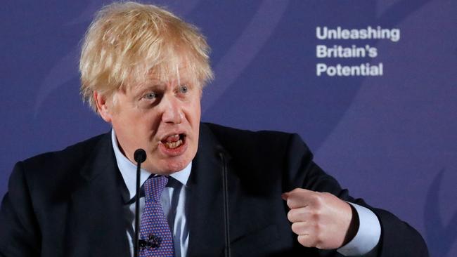 British Prime Minister Boris Johnson delivers a speech outlining a future ‘thriving trade and economic relationship’ with Europe. Picture: AFP