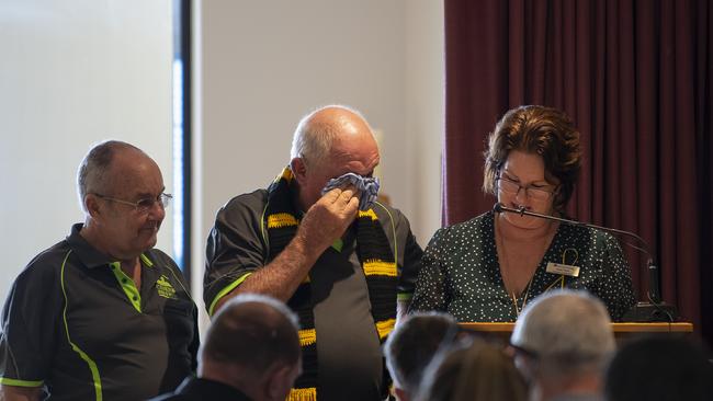 Declan’s grandfather Lance broke down while his tribute was read out. Picture: NCA NewsWire / Emily Barker