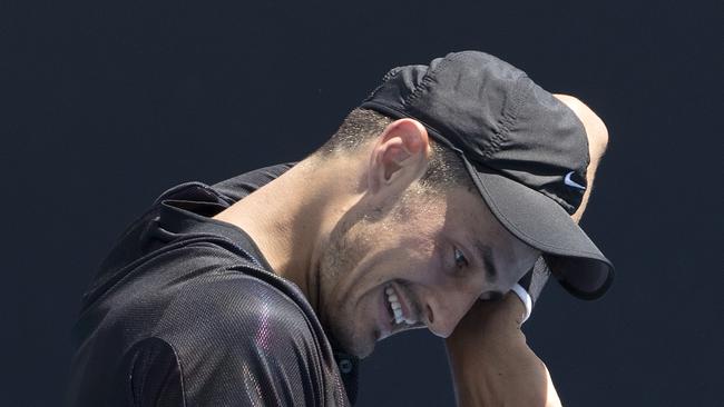 Australian Open Tennis. Qualifying. Bernard Tomic vs Lorenzo Sonego on Court 8. Bernard Tomic during his 3 set loss today  .Pic: Michael Klein