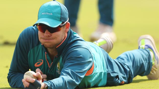 AHMEDABAD, INDIA - NOVEMBER 02: Steve Smith of Australia fields during an Australian training session at the Narendra Modi Stadium on November 02, 2023 in Ahmedabad, India. (Photo by Robert Cianflone/Getty Images)