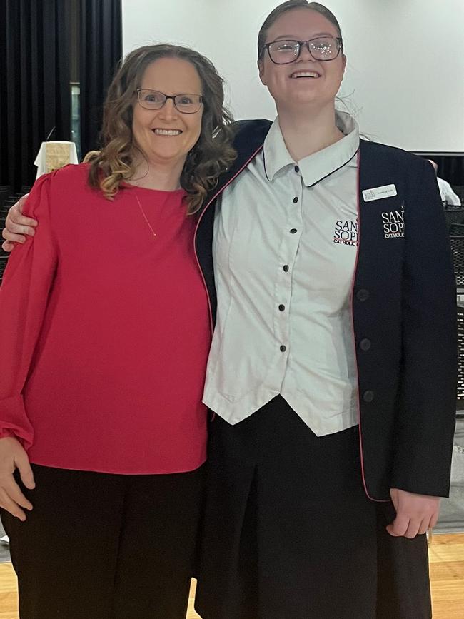 Kerrie Bollard with her daughter Jessica at Santa Sophia Catholic College.