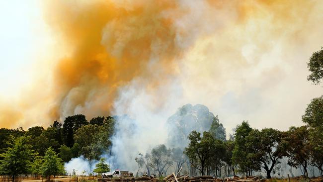 Smoke billows from the Bunyip bushfire. Picture: Mark Stewart